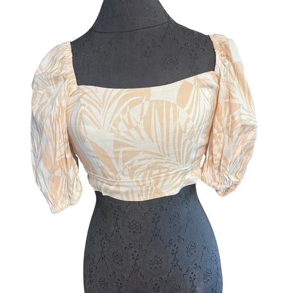 Shore Brand Sandy Palm Puff Sleeve Off Shoulder Wench Top NEW - Picture 5 of 7